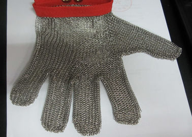 Chiny M Rozmiar Czerwone rękawice ze stali nierdzewnej do cięcia, rękawiczki kolczugowe Anti Wear dostawca
