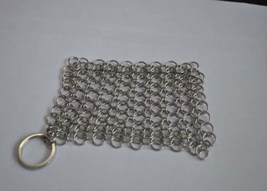 Food Grade Stainless Steel Chainmail Scrubber For Cast Iron Cookware , Round Shape