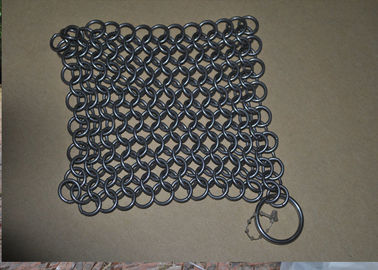 Kitchen Stainless Steel Chainmail Scrubber / Cast Iron Chain Cleaner Easy To Clean