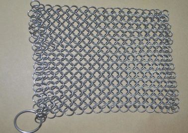 SGS Stainless Steel Chainmail Scrubber , Chainmail Cast Iron Pan Scrubber 