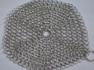 Rectangle SS Wire Chainmail Cast Iron Pan Scrubber For Cleaning Cookware